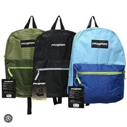 Prosport 17 inch Backpack Two Zippered Compartments (Choose from 3 Colors)