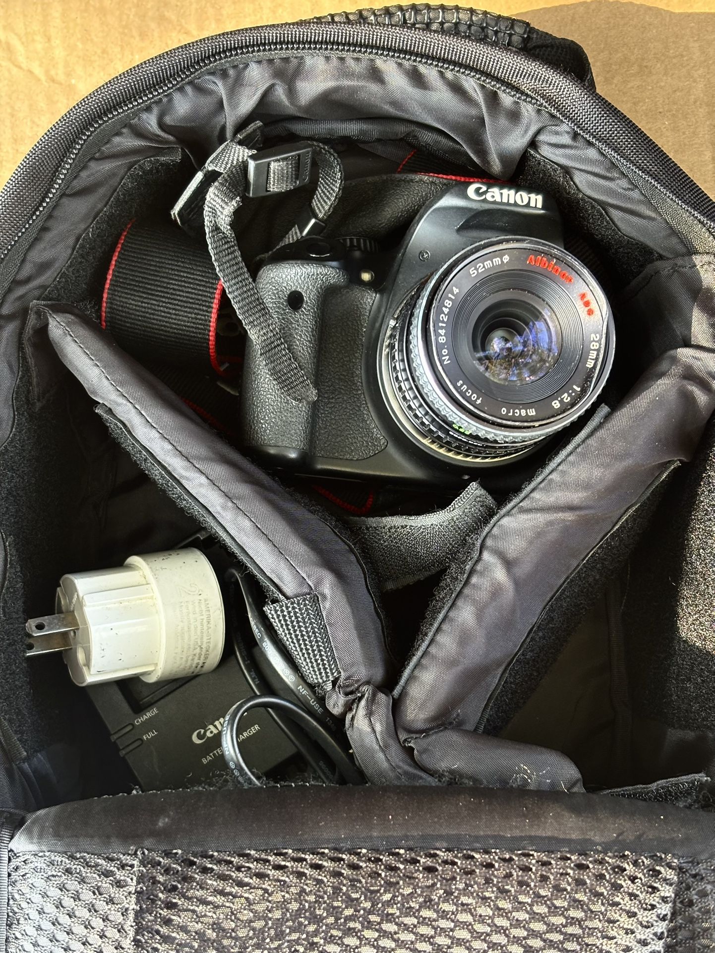 Canon Camera with lens and camera backpack