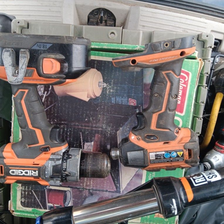 Ridgid BL Drill and Impact PLUS One Battery And Two Battery Charger