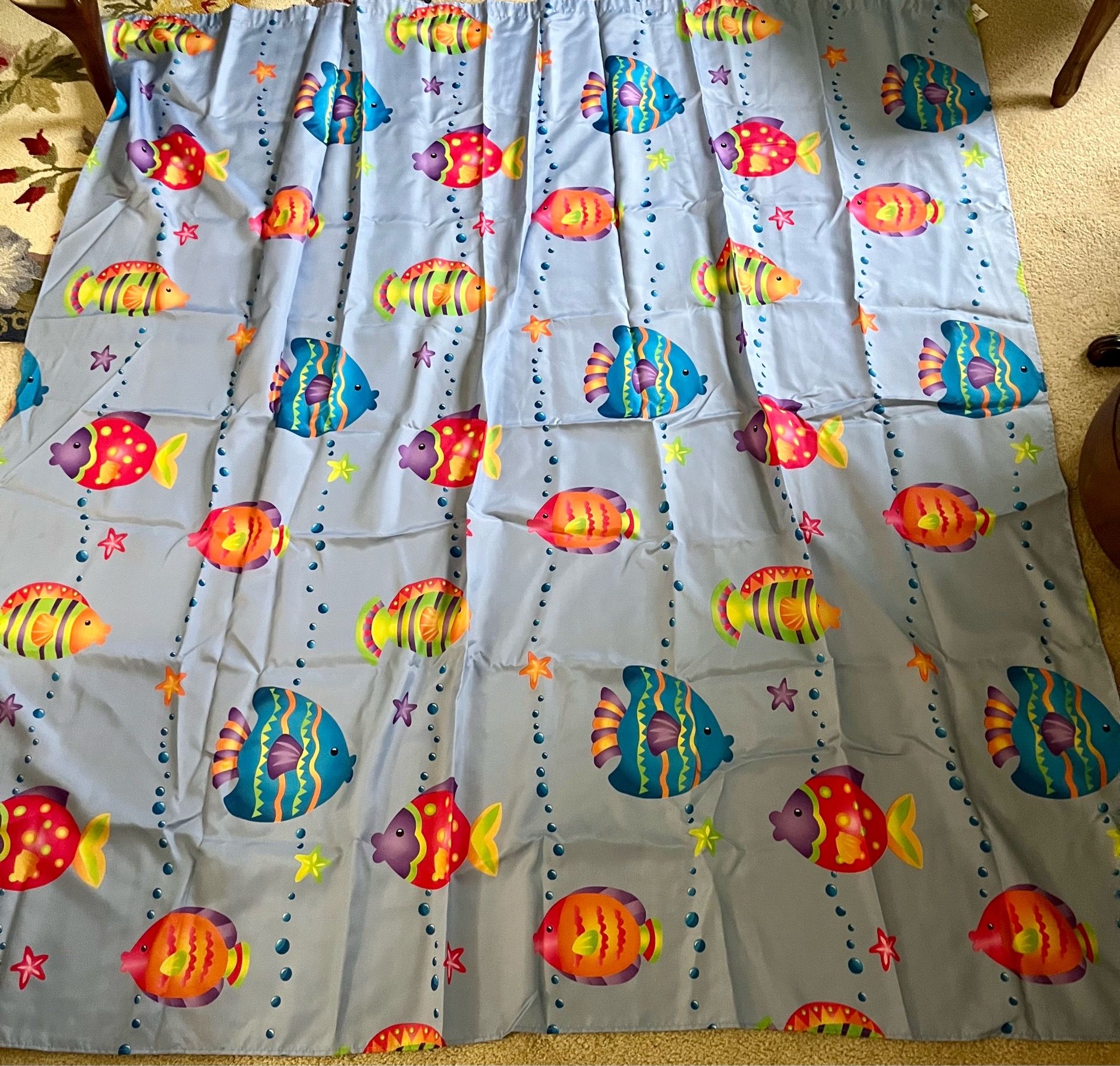 Fish Shower Curtain Excellent Used Condition