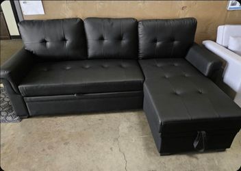 Midnight black reversible sleeper sofa