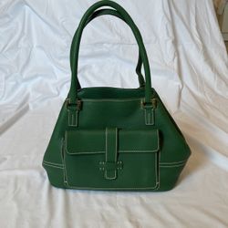 Loro Piana Green Leather Handbag 100% Authentic