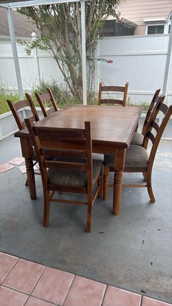 Real wood dining table with 6 chairs