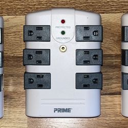 Set Of 3 Prime 6-Outlet Rotating Plug-In Surge Protector