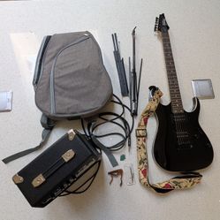 Ibanez, Gio, Black, Electric Guitar and Amplifier 