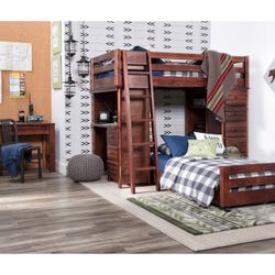 Twin Loft Bed With Desk & 8 Drawers & Shelves