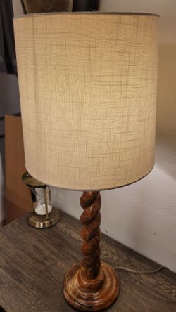 Twisted Wood Base Table Lamp