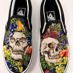VANS Classic Slip-on “Fruit Skull” Sneakers US Men Size 5.5, Women Size 7