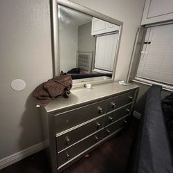 Mirror Dresser And Bed Frame For Sale 