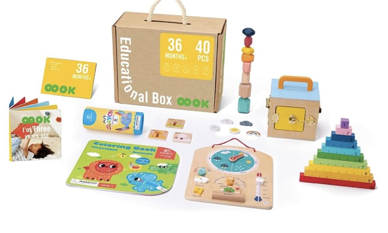 New 6 in 1 Box Educational Montessori Wooden Toddler Play Set