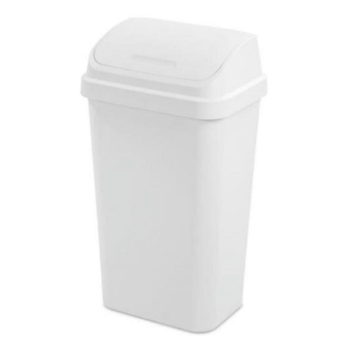 Sterilite 13 Gallon Trash Can, Plastic Swing Top Kitchen Trash Can, White