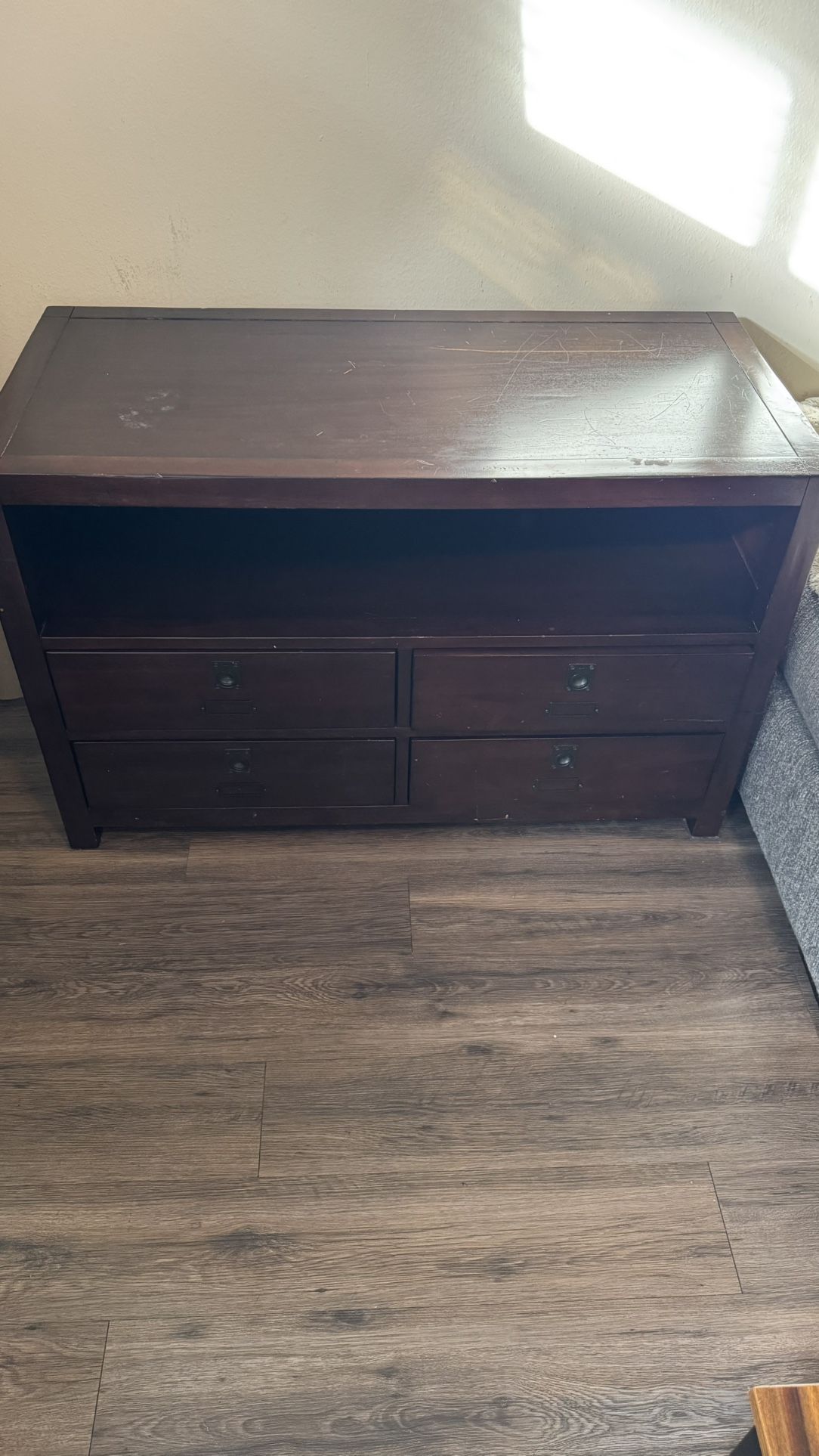 Pottery Barn Rhys Dark Brown Wood Media Storage