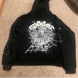 Sp5der Men's Hoodie Black And White ; Size S, M, or L