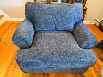 Blue Fabric Oversized Accent Chair