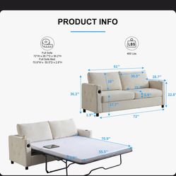 2 Seat sleeper couch - full size pull out mattress