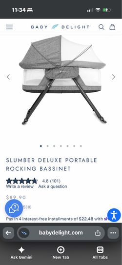 Baby Delight Slumber Deluxe Portable Rocking Bassinet *BRAND NEW*