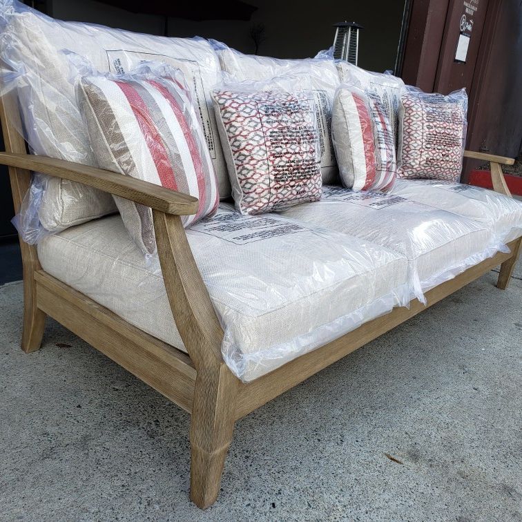 New Outdoor Patio Furniture Eucalyptus Wood Lounge Set 