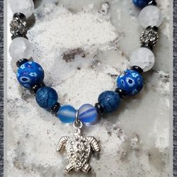 Sea Turtle Charm Beaded Handmade Bracelet 