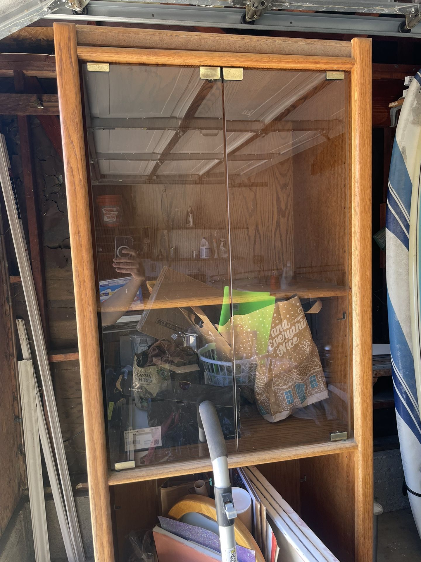 wood cabinet storage glass