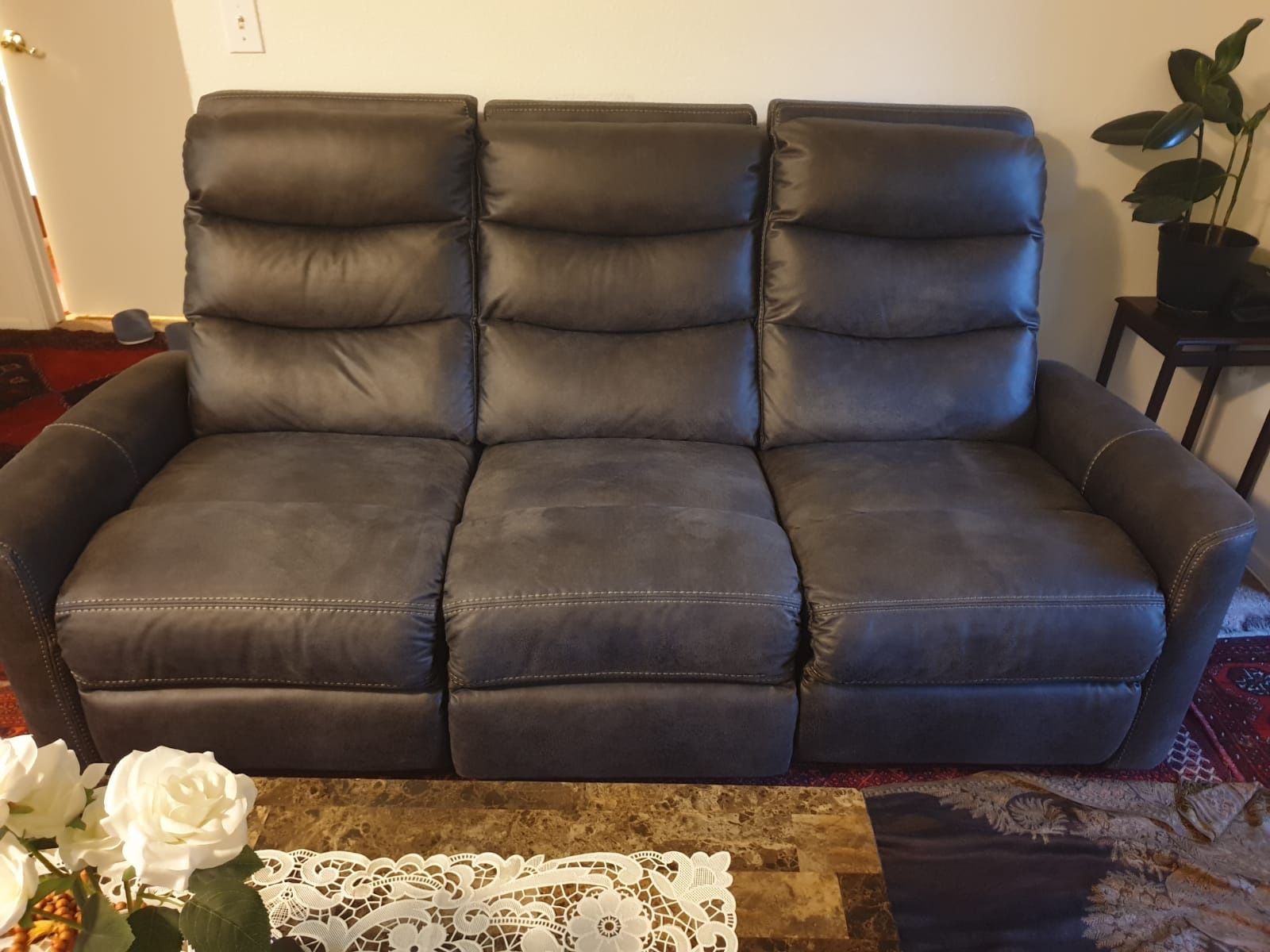 Faux Leather Reclining Couch must go!