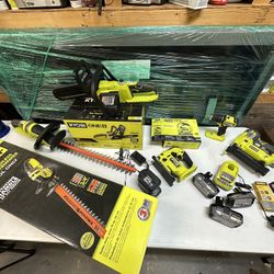  RYOBI ONE+ 18v  5 Tools With 4 Batteries and 2 ChargersWorth $1200.