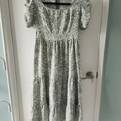 Ladies Green Floral Dress