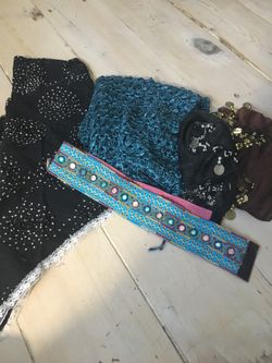 Bellydance tribal triangle hip scarfs mirror belt