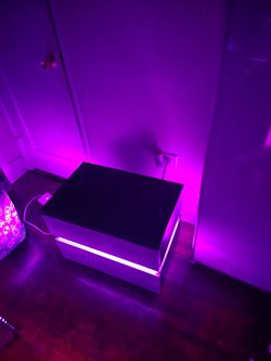 Black/Gray 2 Drawer Nightstand with LED Light