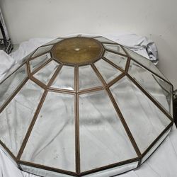Large Vintage Beveled Framed Glass Lamp Part