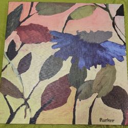 Botanical Modern Art Framed Tile Print Signed 15x15