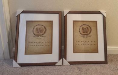 Two 16"x20" wooden picture frames; matted to 11"x14"