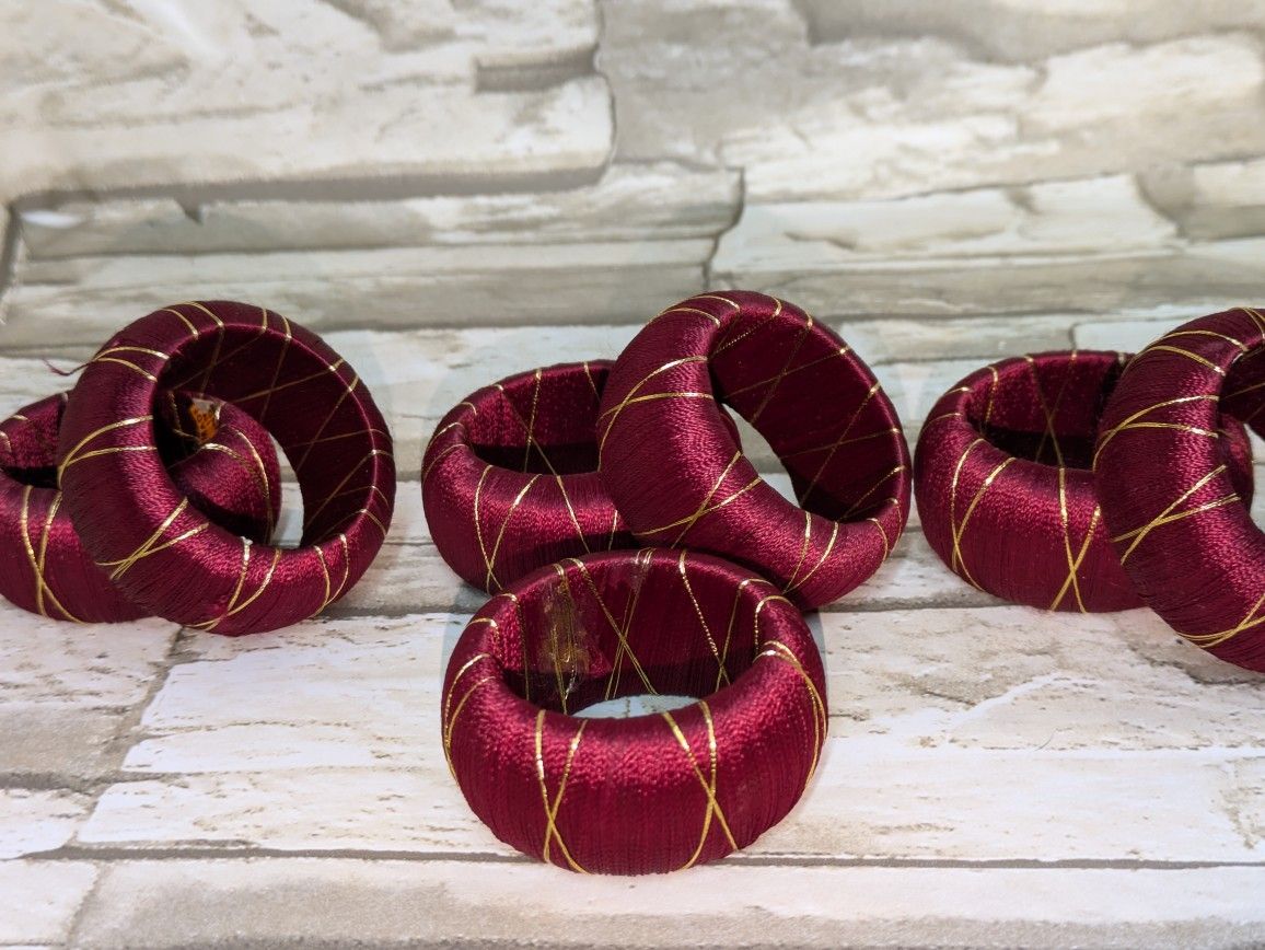 Burgundy And Gold Napkin Ring Holders