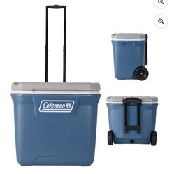 Coleman 316 Series 60QT Ice Chest Rolling Cooler with Wheels, Lakeside Blue Brand NEW 