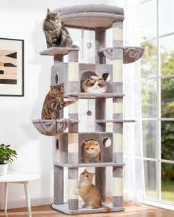 Sturdy Heavy Duty 73" Cat Tree Kitten Tower for up to 5 Large Cats 25lbs+