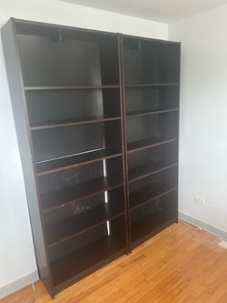 Pair of Tall Dark Brown Bookcases