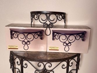 Set of 2 Wood and Metal Shelf Home Decor