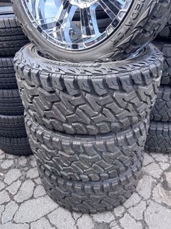 Chrome Wheels with All-Terrain Tires Set of 4