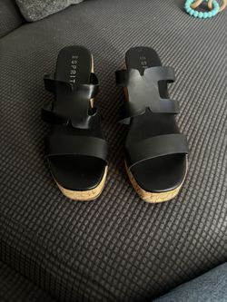 Black Cork Wedges- Size 8.5/9