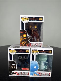 Funko Pop! Spider-Man: Far From Home (3 LOT) (Molten Man,Hydro-Man,Stealth Suit)