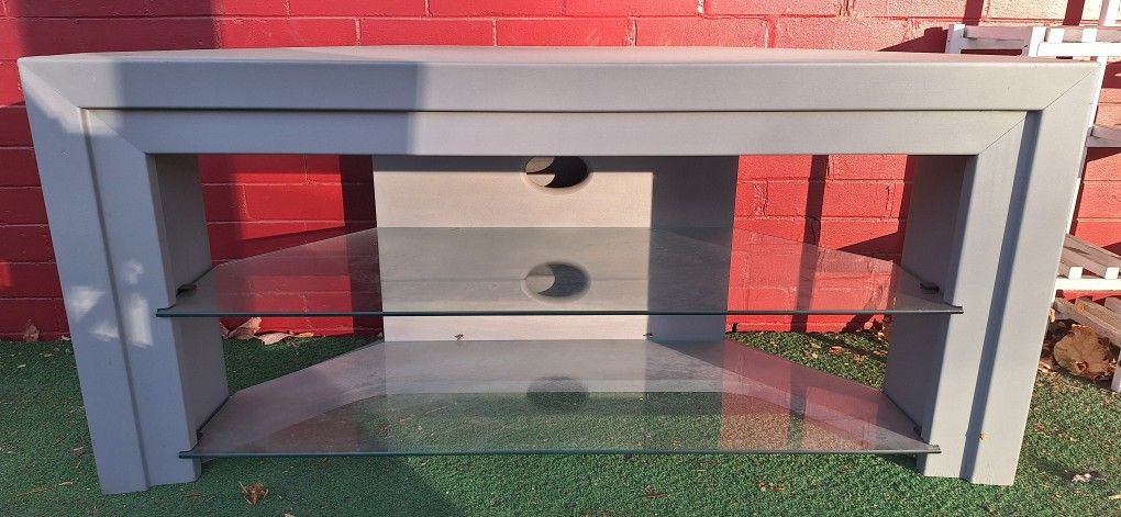 Entertainment Center Glass Shelves + Cord Cabinet