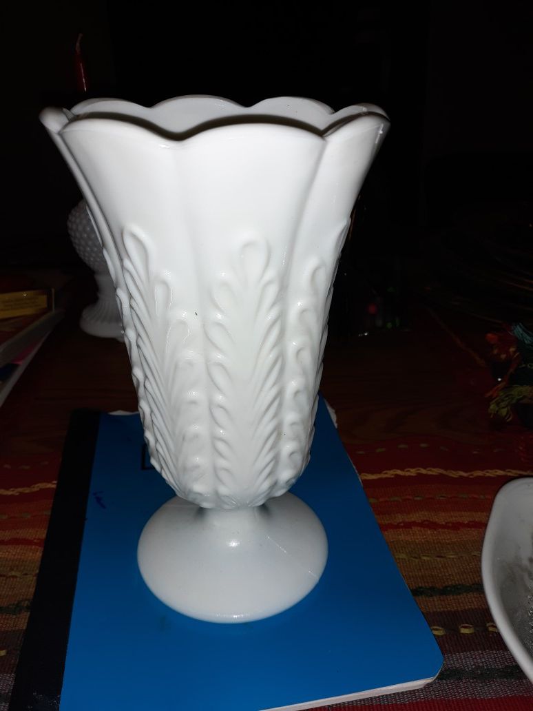 EO Brody Co Depression Milk Glass Flower Vase
