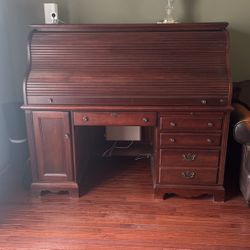 Large Cherrywood Roll Top Desk