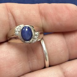 Men Cluster Ring 14k White Gold