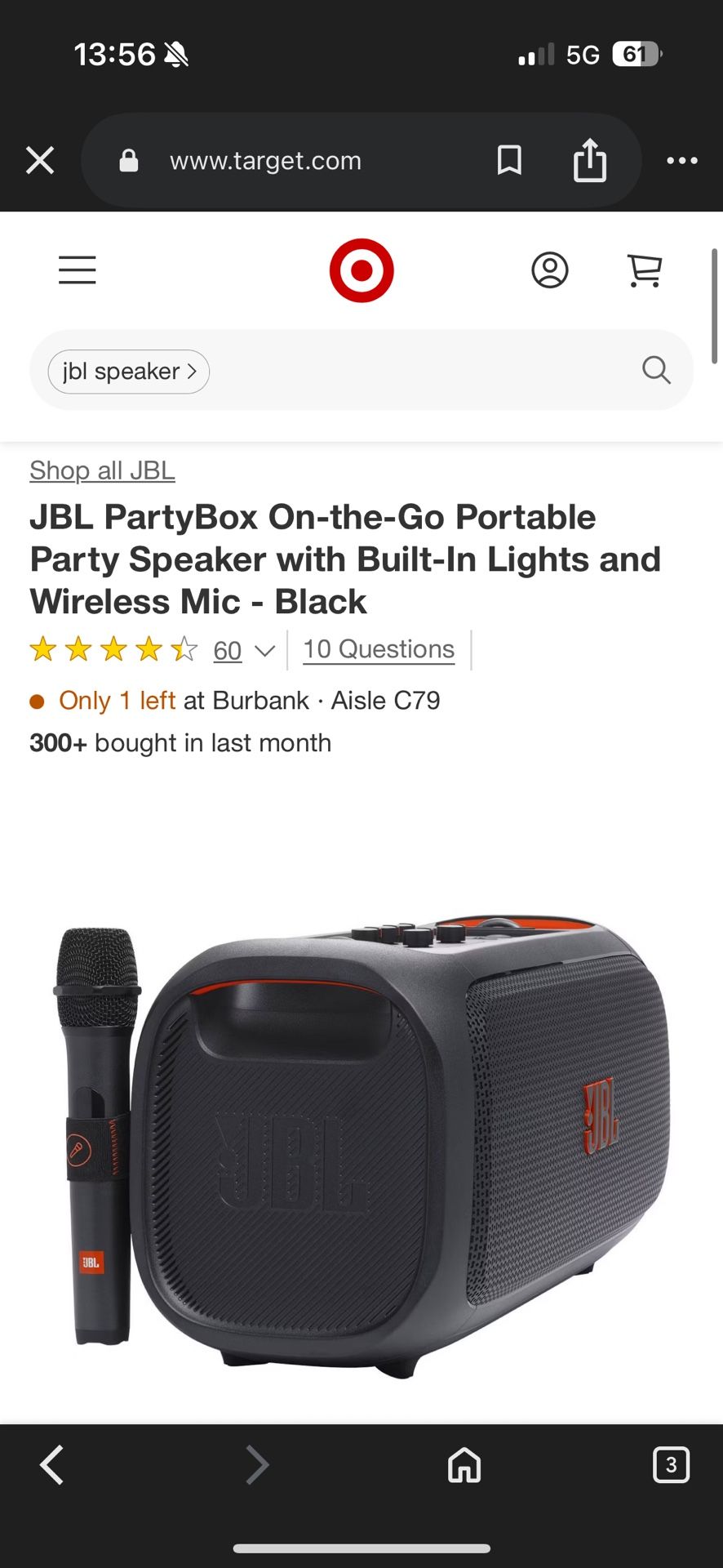 JBL On The Go Essential Bluetooth Speaker