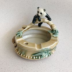 Panda Bamboo Ashtray Mid Century Ceramic Pottery China Export Chinese Cultural Revolution 1(contact info removed)