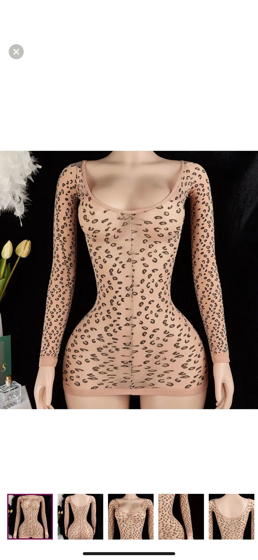 New Body con Leopard Body Stocking Knit dress One Size