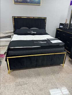 Master bedroom furniture set queen size bed King Size Bed Dresser Mirror Nightstand Chest Mattress box spring Only $39 down payment 👉 Please ask Jon 
