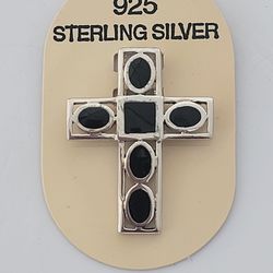 Sterling Silver Black Cross Pendant 
