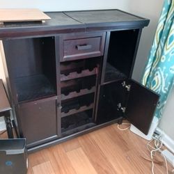 Dark Cherry Wood Wine Cabinet