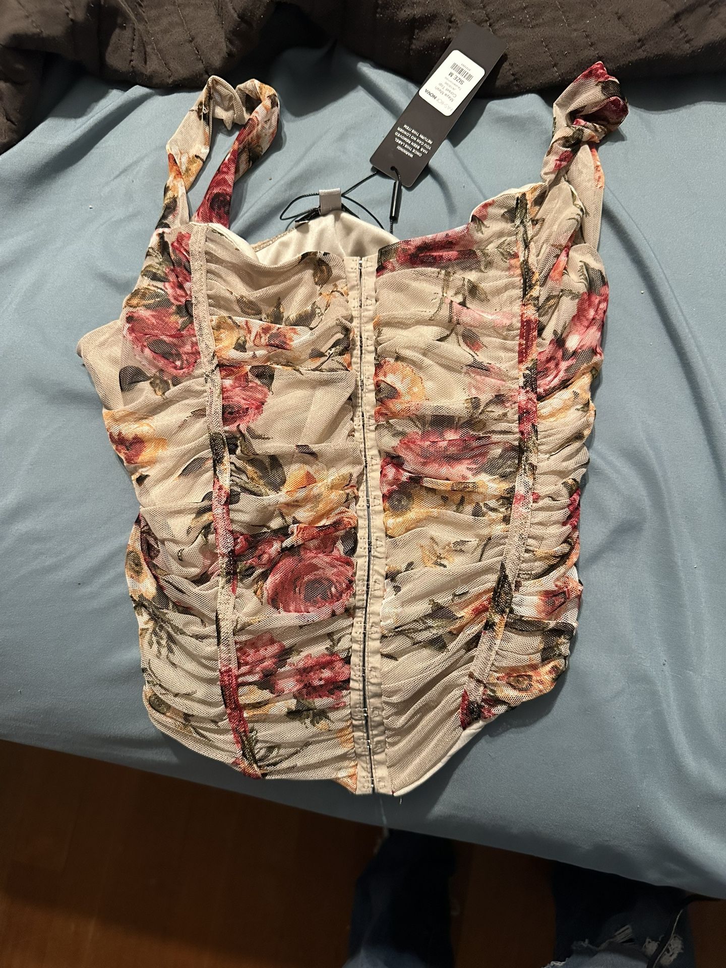 Fashion Nova Maya Mesh Corset Top